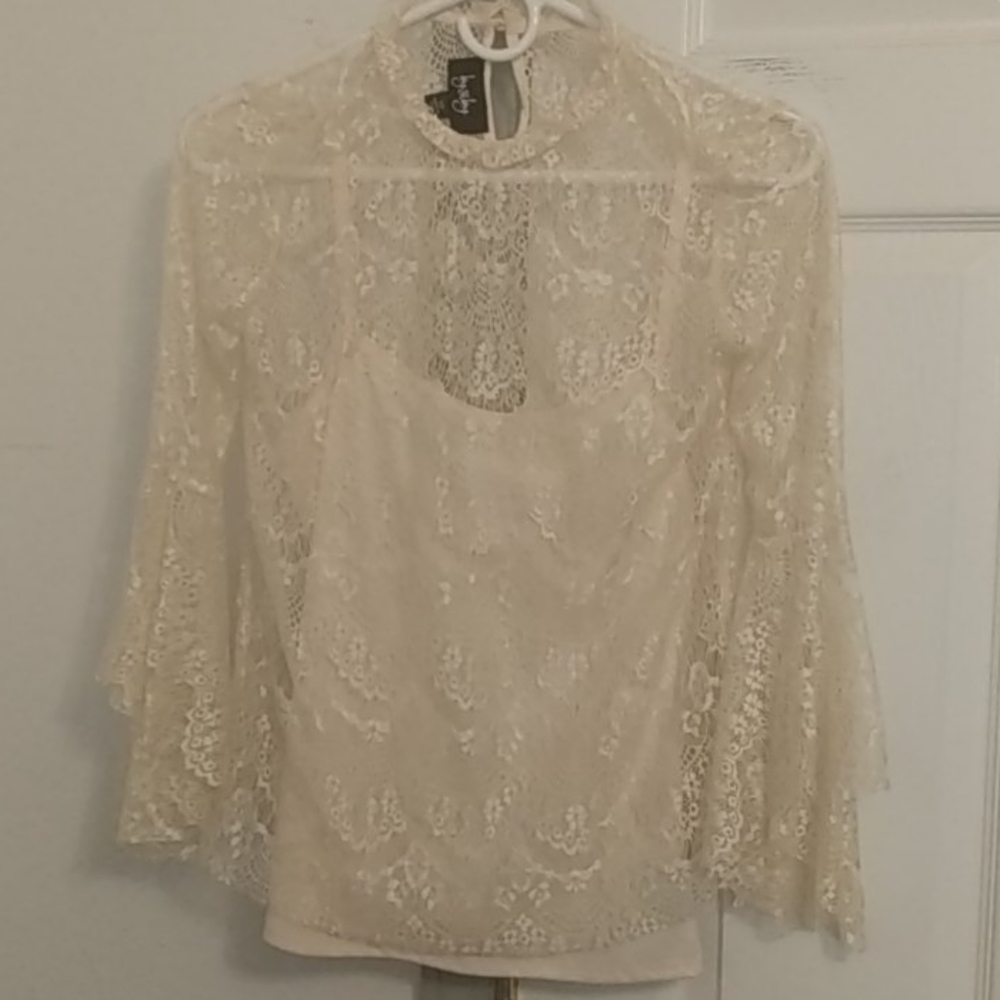 Tank with lace over shirt